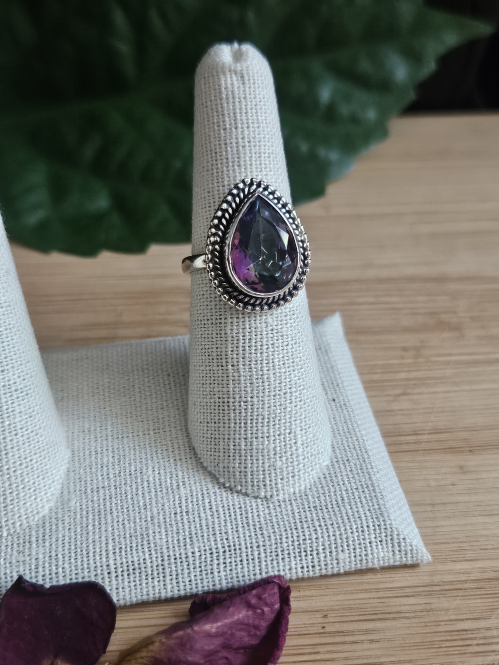 Mystic Topaz Dewdrop Sterling Silver Ring Size 7 1/4